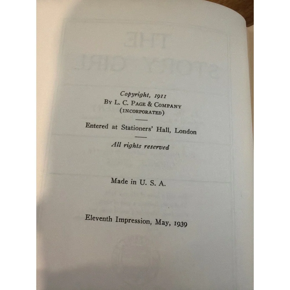 L.M. Montgomery THE STORY GIRL 1939 11th Impression L.C. Page HC Original DJ Vtg